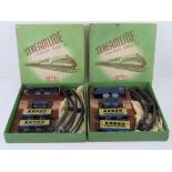 Two Mettoy Streamline Passenger train sets, tin plate clockwork each in original box and with