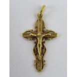 An 18ct gold crucifix pendant, stamped 750, 1.9g.