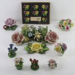 A set of eight Crown Staffordshire place card holders together with a large quantity of assorted