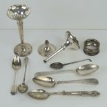 A quantity of assorted HM silver including table spoons, golf themed teaspoon, napkin ring.