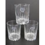 A set of three Whyte and Mackay whiskey tumblers.