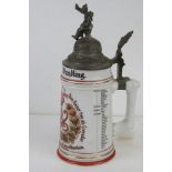 An early 20thC military themed ceramic beer stein, 'Reserve 1900-1902', having German Officer to