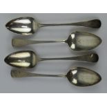 A set of four George III HM silver serving spoons, hallmarked London 1813-1815,