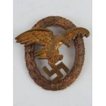 A WWII Luftwaffe Pilots Observers badge, JMME & SOHN BERLIN makers mark.