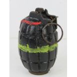 An inert WWI British No.5 Mk1 Mills Grenade made by Calthorps Motors of Birmingham.