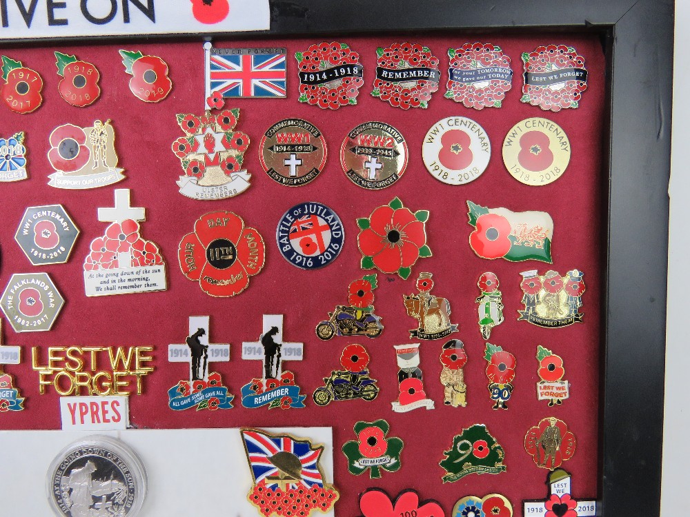 A collection of remembrance pins, approx 130 on board. Some rare pins noted. - Image 3 of 7