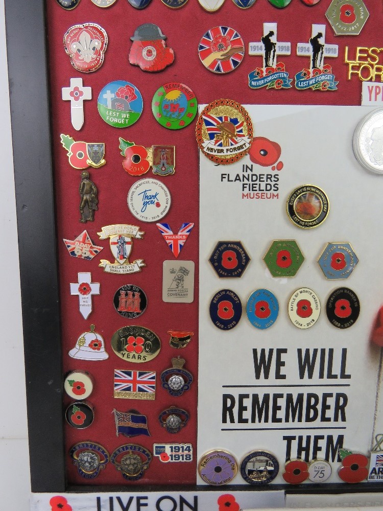 A collection of remembrance pins, approx 130 on board. Some rare pins noted. - Image 5 of 7