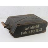 A WWII German Airtight Cartridge Case Patr.s.Pz B.41, to hold 12 Cartridges, one hinge a/f, ' J.D.