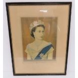 A photographic print of Queen Elizabeth II c1950s, signed in pencil by the artist, framed.