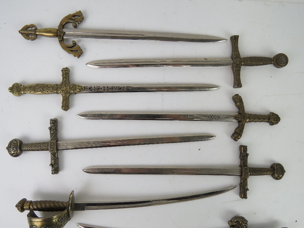A collection of decorative miniature letter opener sized swords of historic themes, ten items. - Image 2 of 3