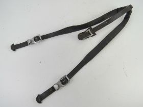 A pair of WWII German leather Y straps, dated 1940 with makers mark upon.