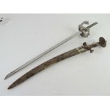 An Antique Indian sword with scabbard together with a Japanese sword blade.