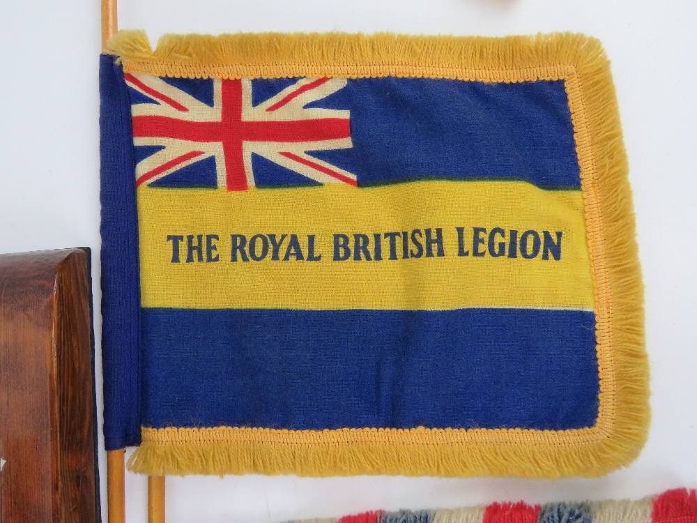 A pair of vintage tabletop desk flags being The Royal British Legion and the Union Flag. - Image 3 of 4