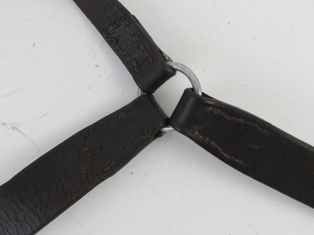 A pair of WWII German leather Y straps, dated 1940 with makers mark upon. - Image 5 of 6