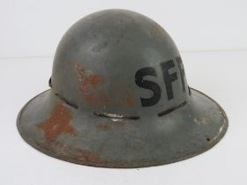 A WWII British Army 1941 Home Front Civil Defence SFP Zuckerman tin helmet with liner,