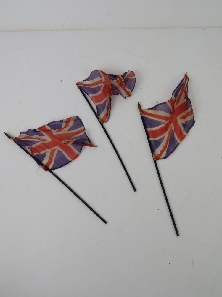 A vintage Union Jack fabric flag together with another flag, desktop type flag decorations, - Image 3 of 9