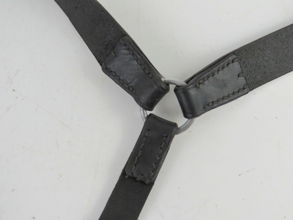 A pair of WWII German leather Y straps, dated 1940 with makers mark upon. - Image 6 of 6