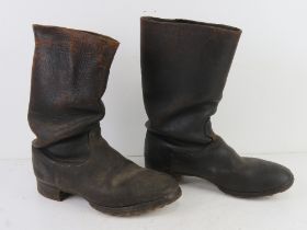 A pair of WWII German Army ammo boots. Approx. size 8. Indistinct number (27?) to one boot.