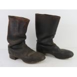 A pair of WWII German Army ammo boots. Approx. size 8. Indistinct number (27?) to one boot.