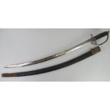 An Officers sword with scabbard.