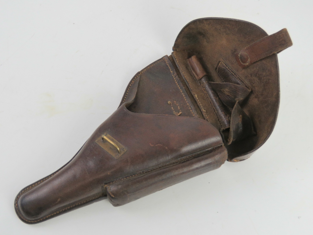 A WWI German Officer's Luger holster, adapted with an extra pouch for a cleaning tool. - Image 3 of 4