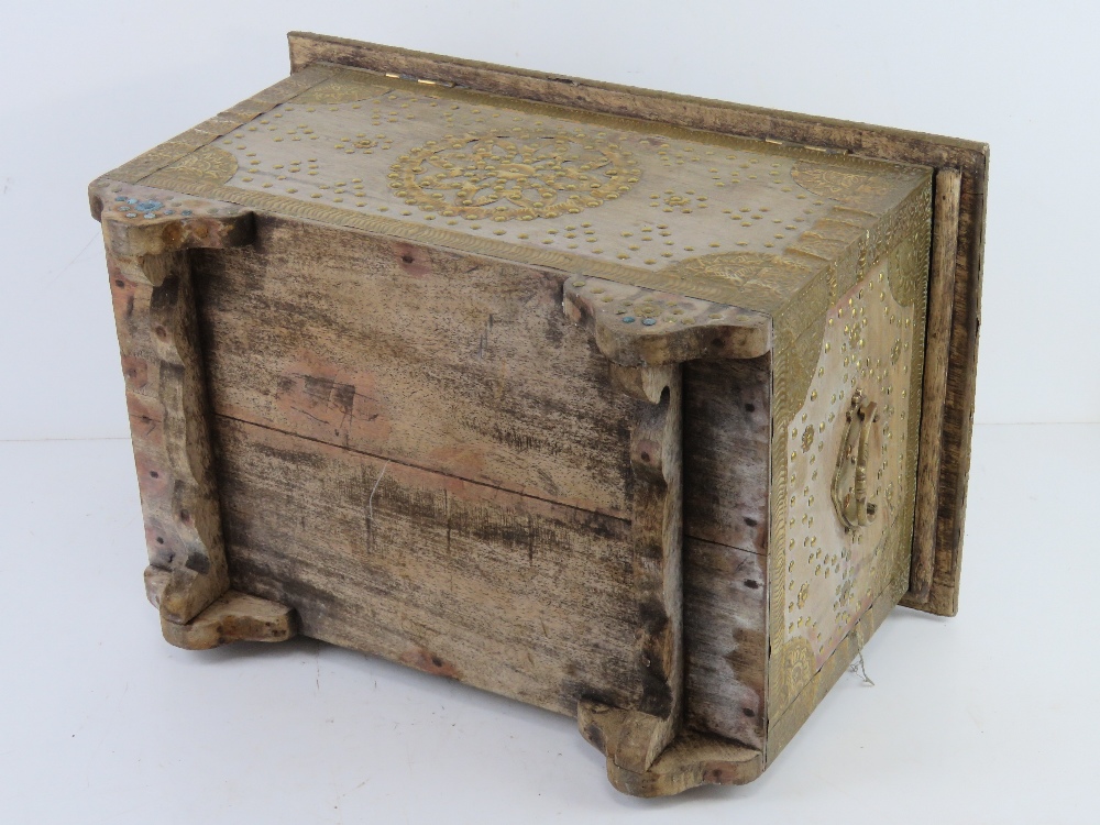 An Antique Asian handmade transport box having two small drawers. - Image 5 of 5