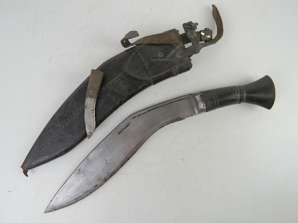 A Gurkha Kukri knife with scabbard and Karda blade. - Image 2 of 4