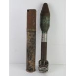An inert WWI 7.5cm shell and casing, dated 1917.