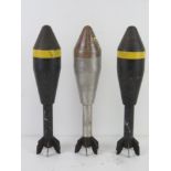 Three inert NR5 Energa rifle grenades, Dutch made, used with the SLR (Self-loading rifles).