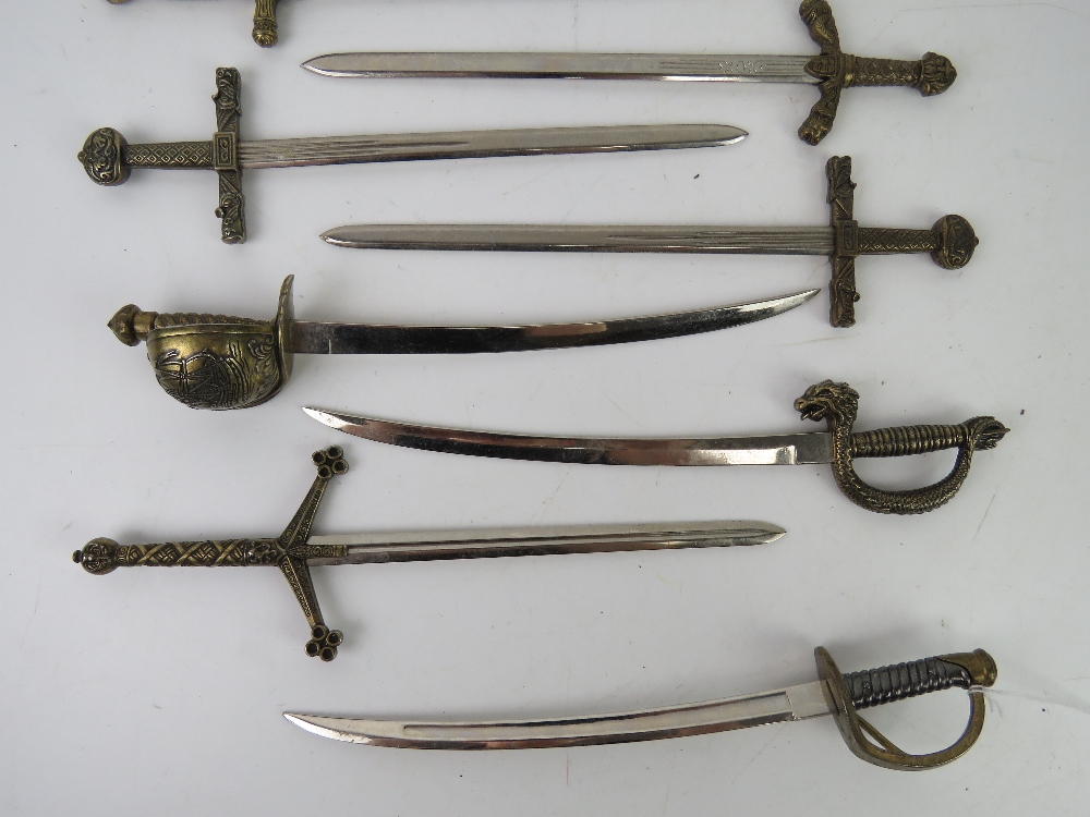 A collection of decorative miniature letter opener sized swords of historic themes, ten items. - Image 3 of 3