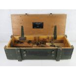 A British 7.62 GPMG wooden transit chest, with inserts and screws, original plate to lid.