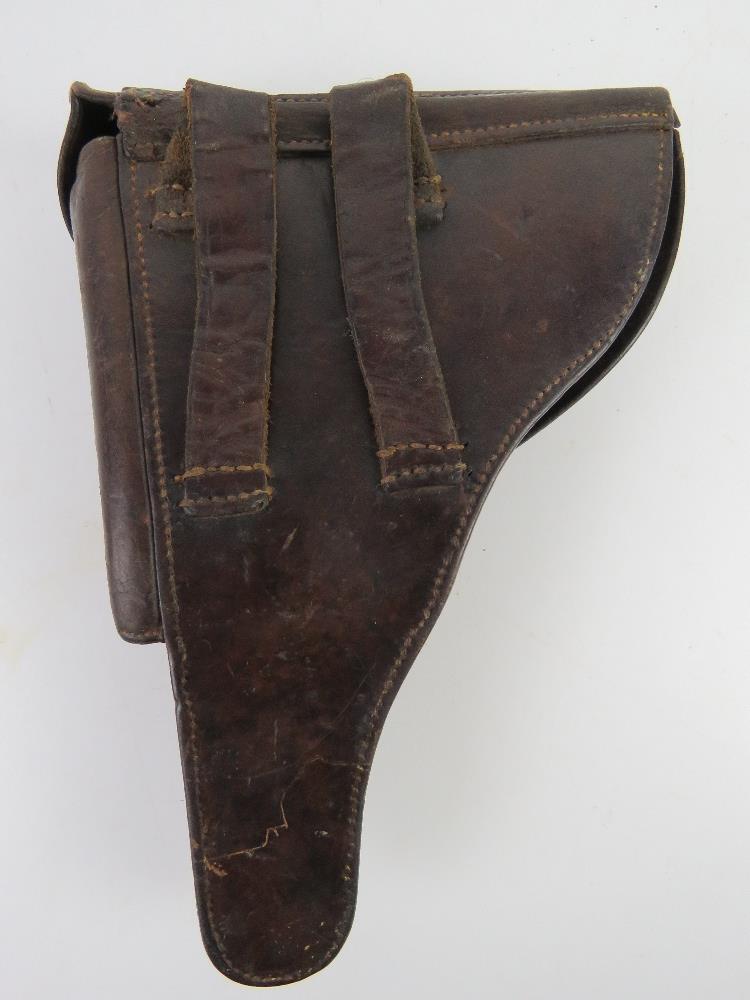 A WWI German Officer's Luger holster, adapted with an extra pouch for a cleaning tool. - Image 2 of 4