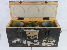 A WWII German F.H.18 transit box containing three inert F.H.