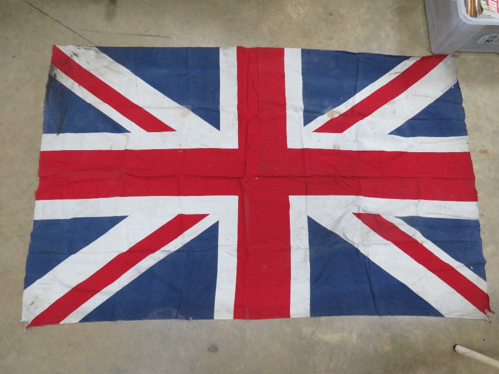 A vintage Union Jack fabric flag together with another flag, desktop type flag decorations, - Image 8 of 9