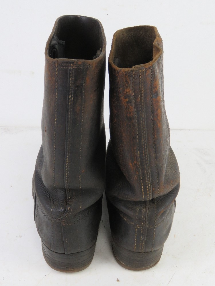 A pair of WWII German Army ammo boots. Approx. size 8. Indistinct number (27?) to one boot. - Image 3 of 4