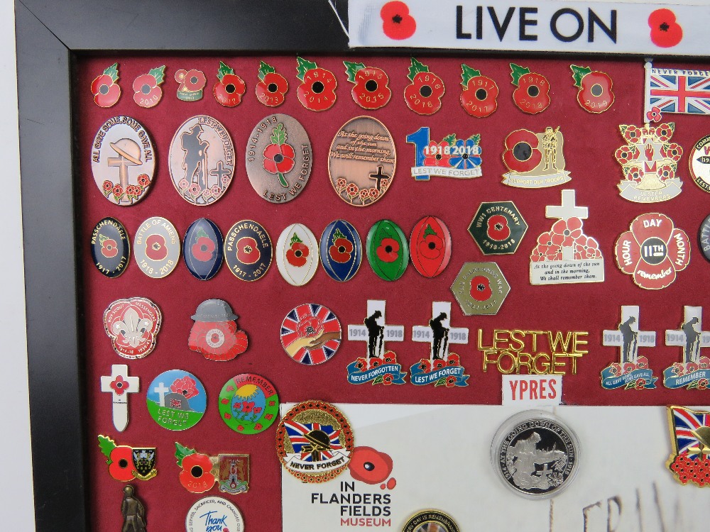 A collection of remembrance pins, approx 130 on board. Some rare pins noted. - Image 2 of 7