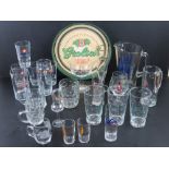 Breweriana; a quantity of German and other assorted branded beer and lager glasses,
