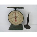 A Waymaster letter balance together with a Art Nouveau table top letter weighing scale. Two items.