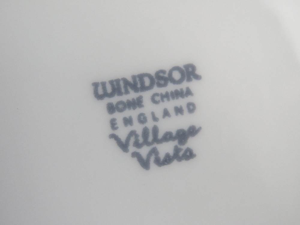 A Windsor bone chine 'village vista' pattern trio (cup, saucer, - Image 2 of 3