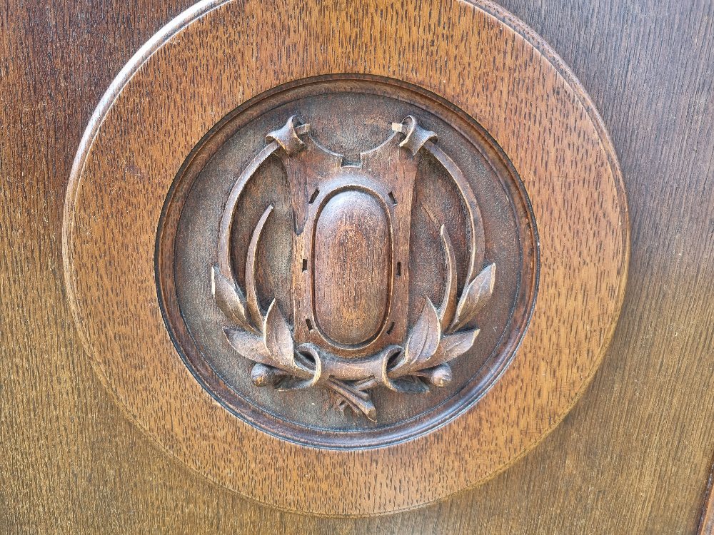 A late Victorian / Edwardian dresser base having three drawers each with vrass handles and - Image 5 of 9