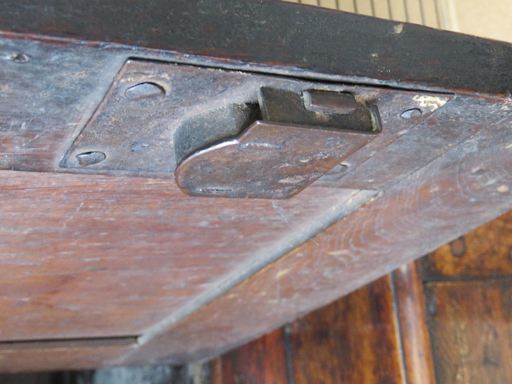 An 18th century oak court style cupboard having central field moulded panel to middle section and - Image 4 of 9