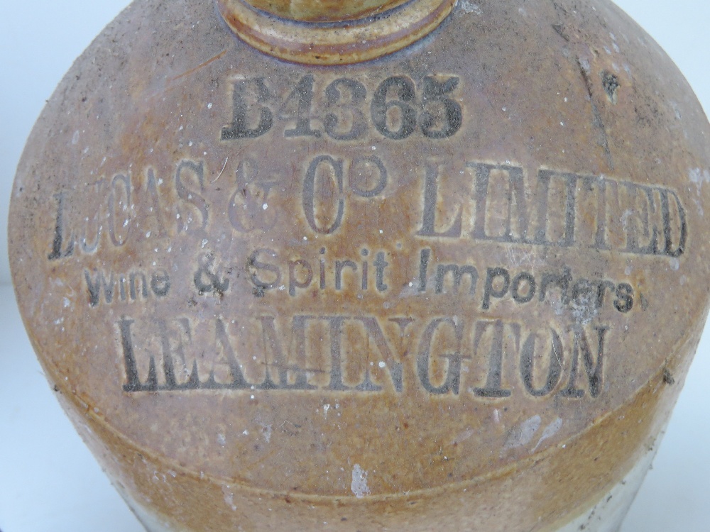 A salt glazed stoneware jug 'Lucas & Co Limited Wine & Spirit Importers Leamington', - Image 2 of 2