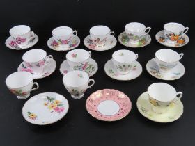 Colclough and Royal Vale; Ten tea cup and saucer duos. Together with two odd cups and saucers.