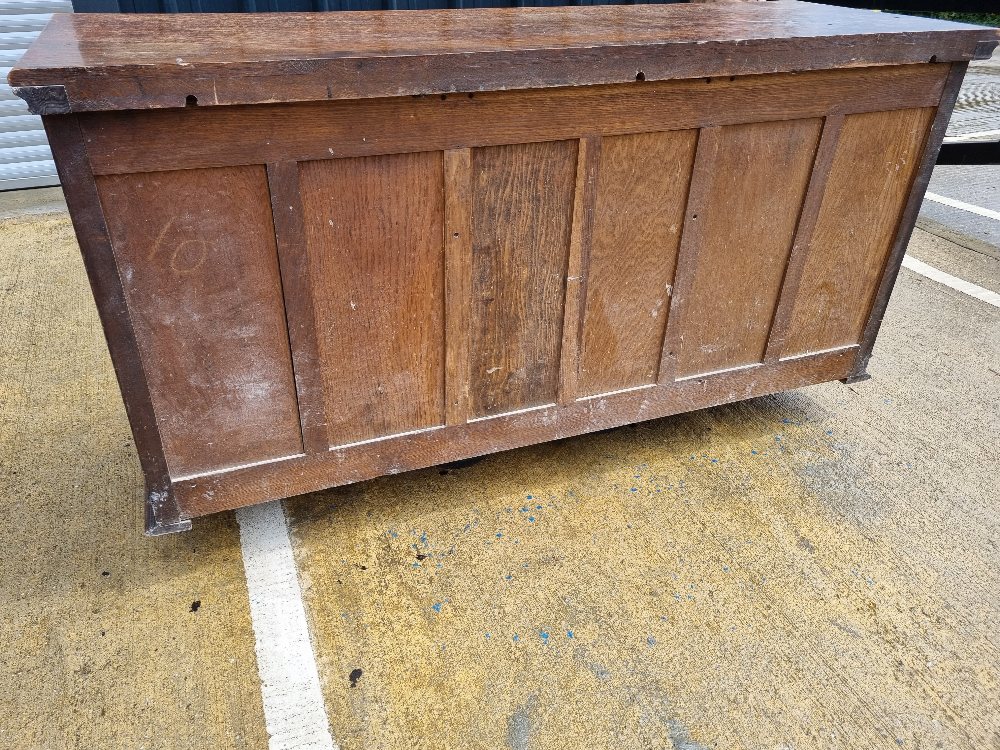 A late Victorian / Edwardian dresser base having three drawers each with vrass handles and - Image 7 of 9