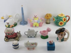 A quantity of ceramics inc sunflower themed teapot, Toby type jug,