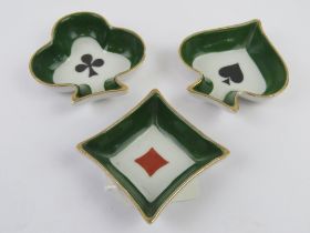 Three Limoges playing card suit themed pin trays (heart deficient).