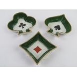 Three Limoges playing card suit themed pin trays (heart deficient).
