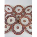 A set of c1850 Victorian dishes by Davenport, having orange ground floral patterned border, each 17.