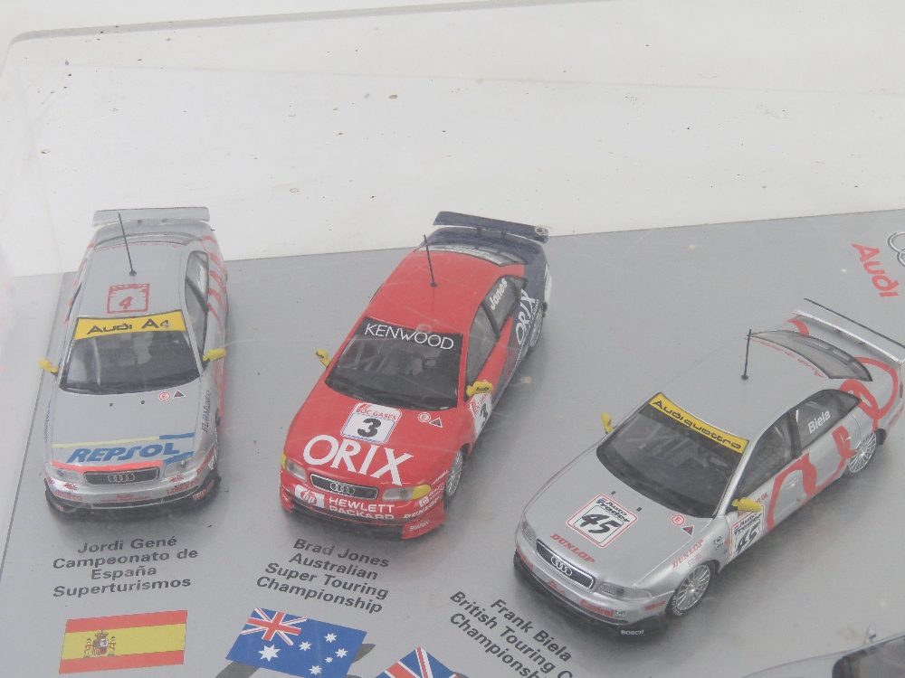 A limited edition display of Audi 1996 Rally race winning model cars by Minichamps in perspex - Image 3 of 5