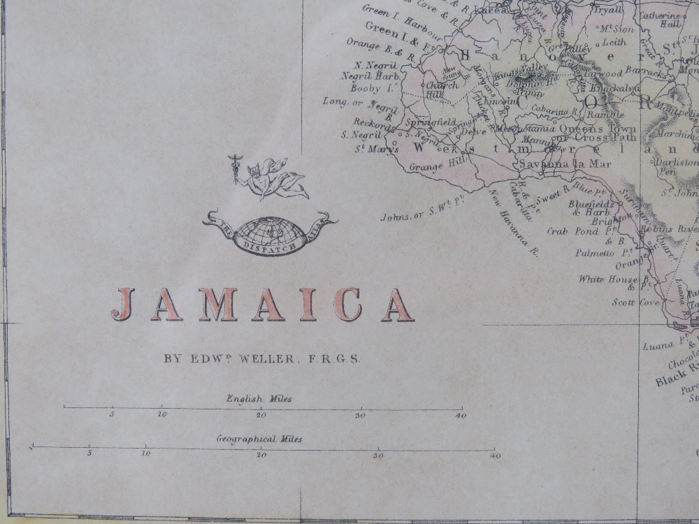 Map; Hayti and Jamaica engraved by Edward Weller, handcoloured, - Image 2 of 6